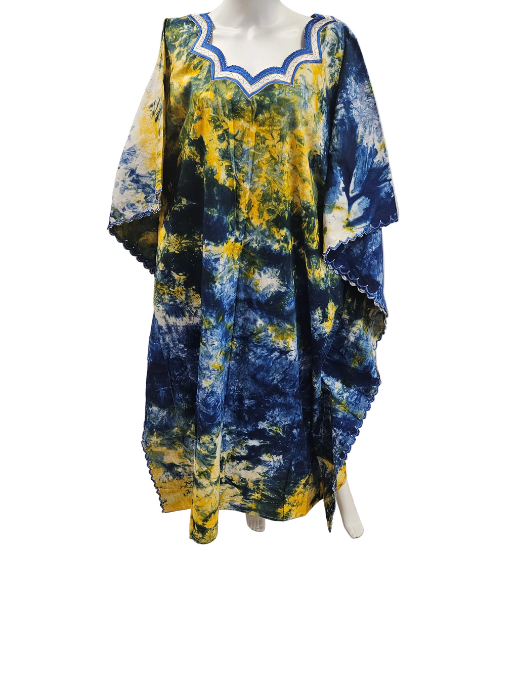 Handmade African Tie & Dye Fabric Boubou Dress From Ghana One Size Filt All, Good Quality.
