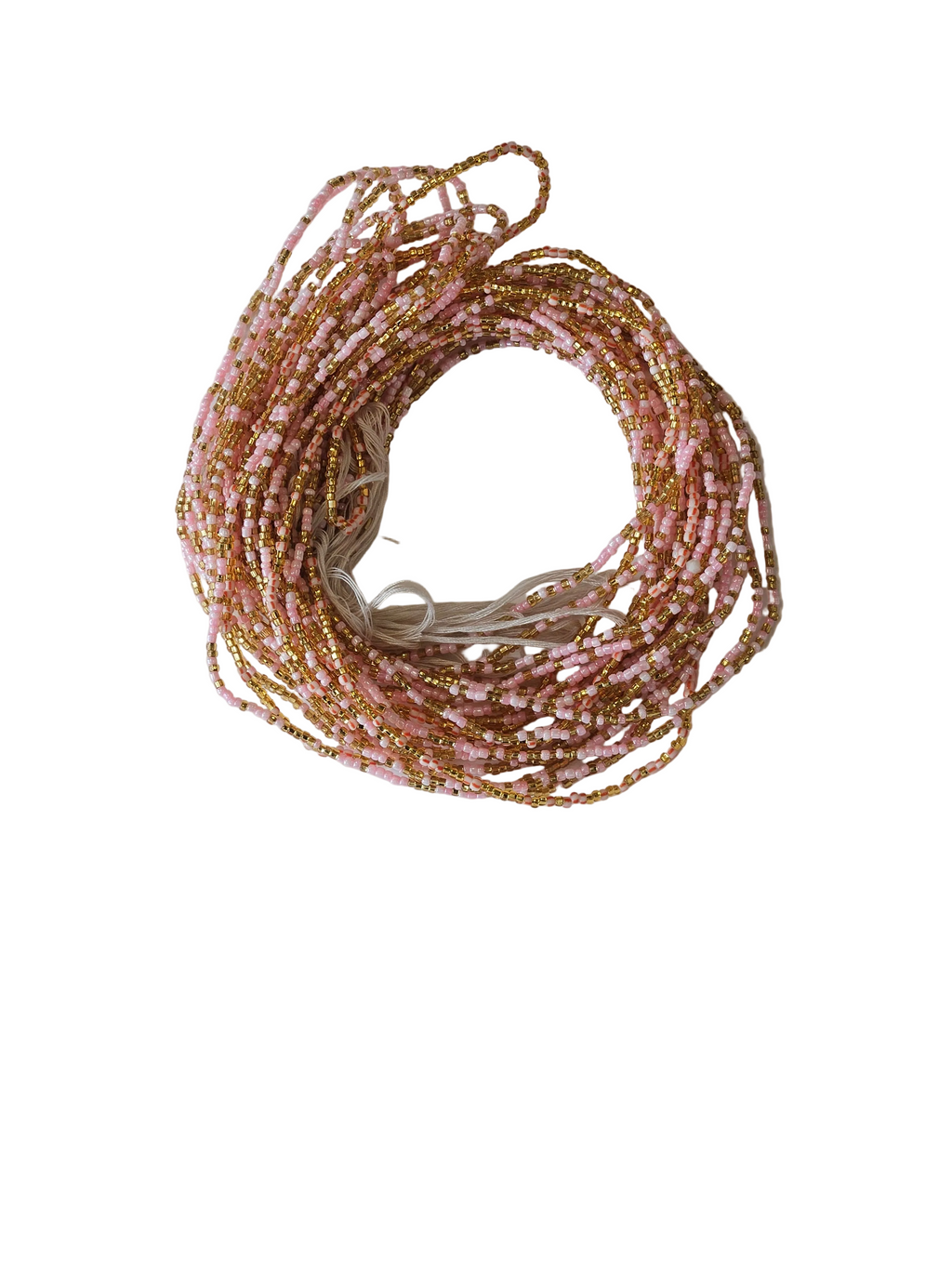 Traditional African Beaded Waist Beads - Tie-On Single Strand Made in Ghana, 2 Piece