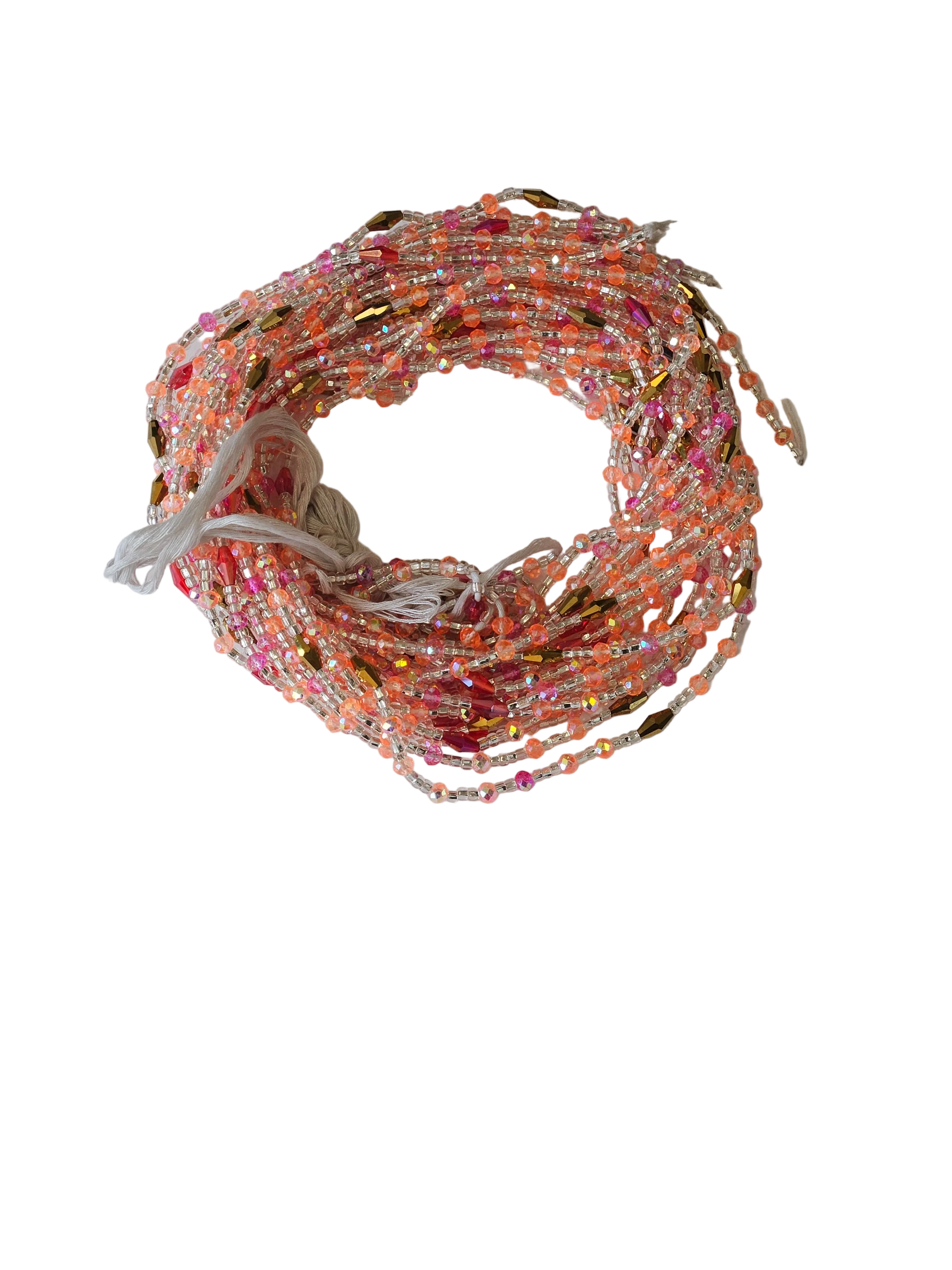 Traditional African Beaded Waist Beads - Tie-On Single Strand Made in Ghana, 2 Piece