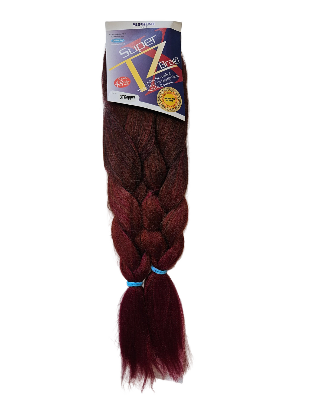 Supreme Hair Super X TZ Braid - 2 Bundles (48")Color: TCopper