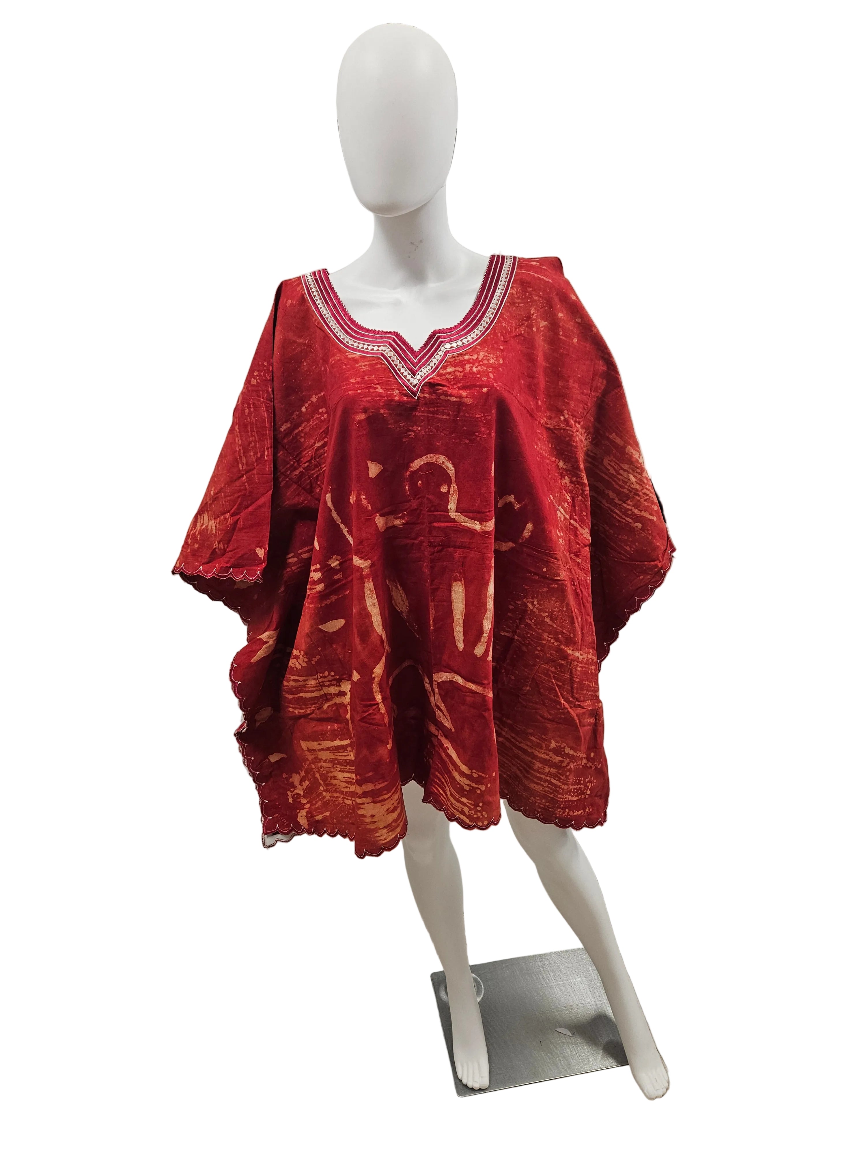 Handmade African Tie & Dye Fabric Shorts Boubou Dress From Ghana One Size Filt All Good Quality.