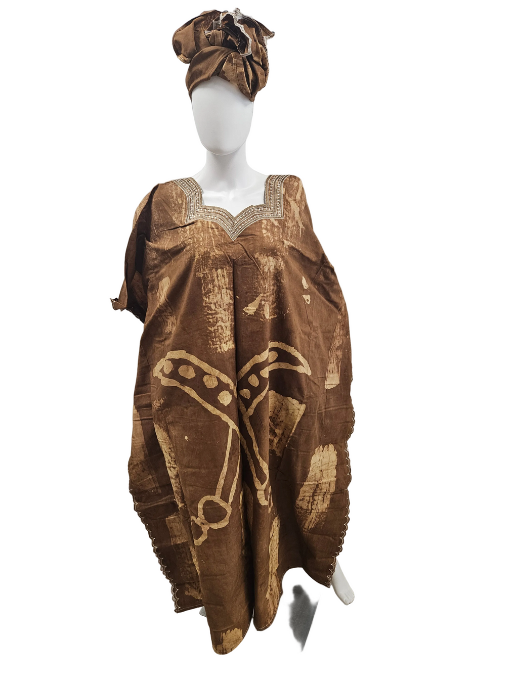Handmade African Tie & Dye Fabric Boubou Dress From Ghana One Size Filt All, Good Quality