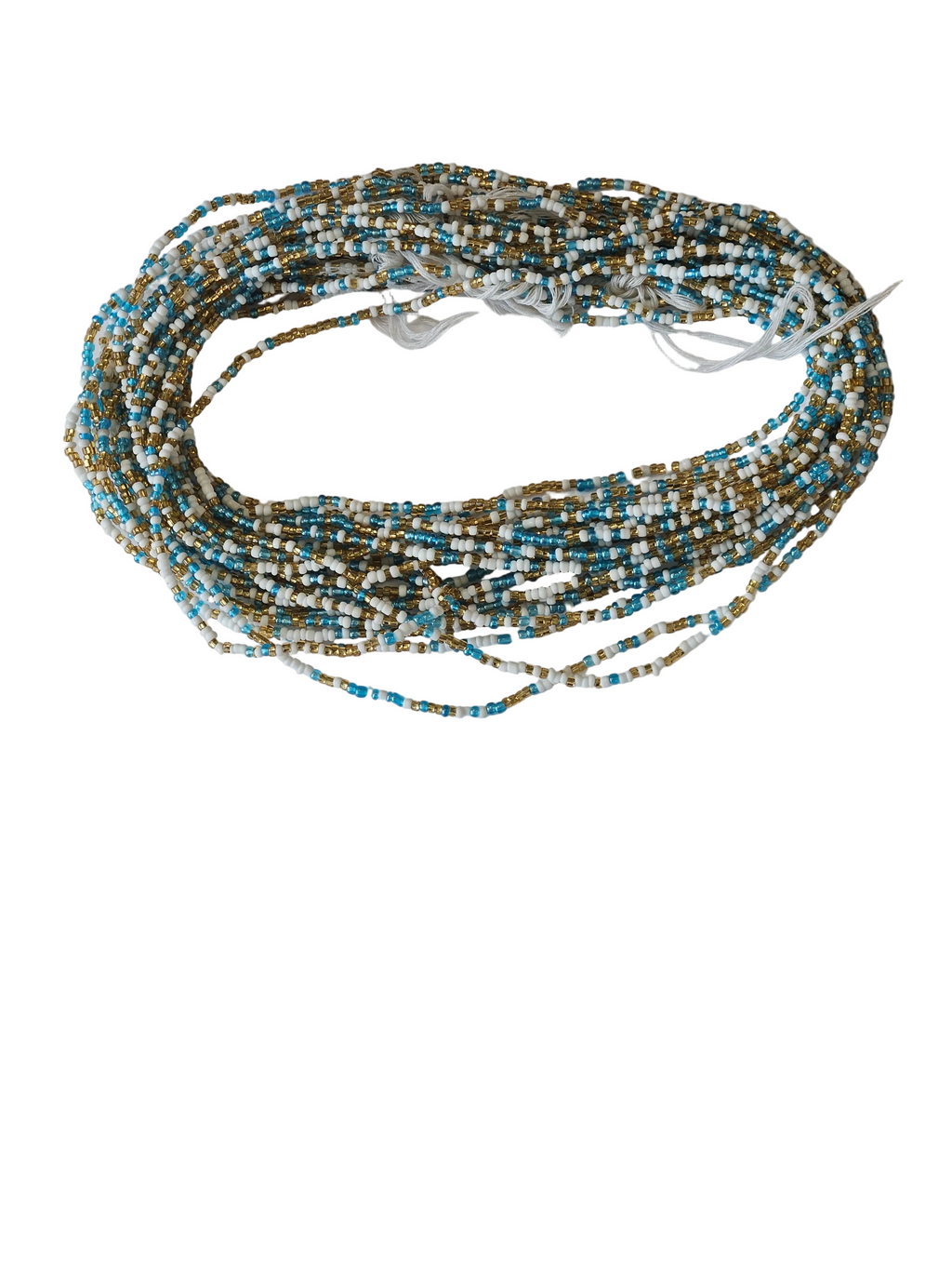 Traditional African Beaded Waist Beads - Tie-On Single Strand Made in Ghana, 2 Piece