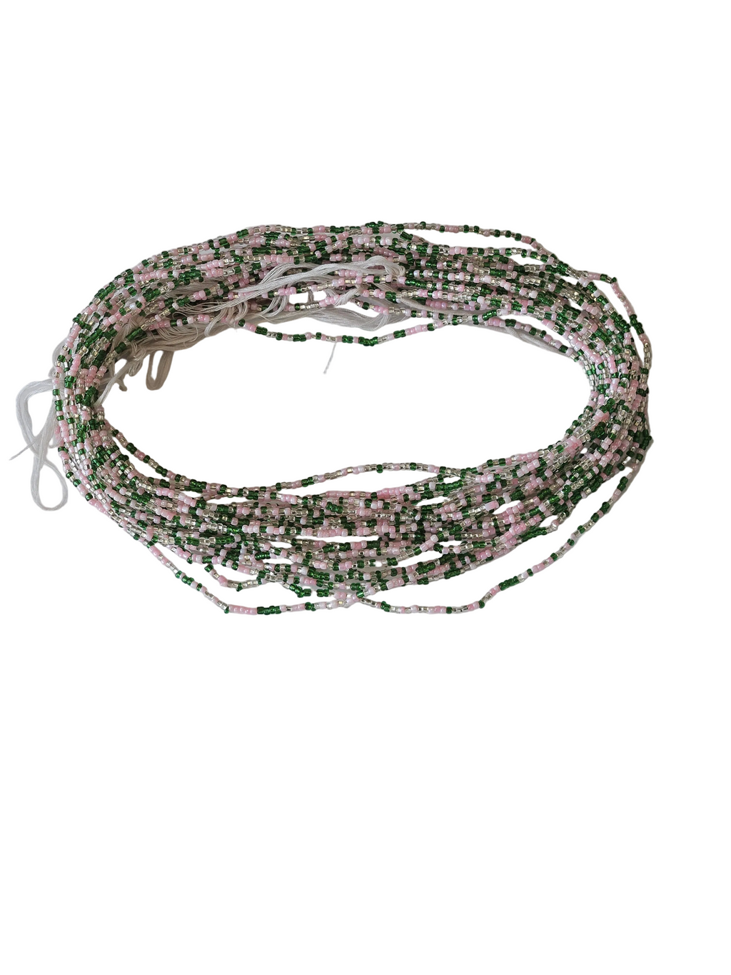 Traditional African Beaded Waist Beads - Tie-On Single Strand Made in Ghana, 2 Piece
