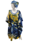 Handmade African Tie & Dye Fabric Boubou Dress From Ghana One Size Filt All, Good Quality.