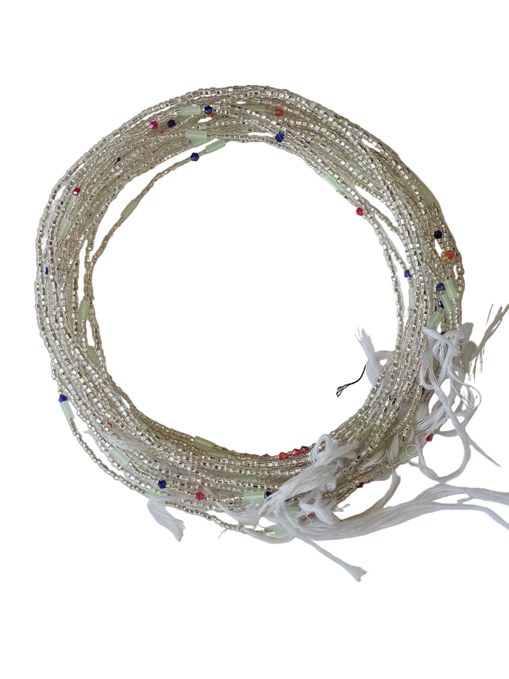 Traditional African Beaded Waist Beads - Tie-On Single Strand Made in Ghana, 2 Piece