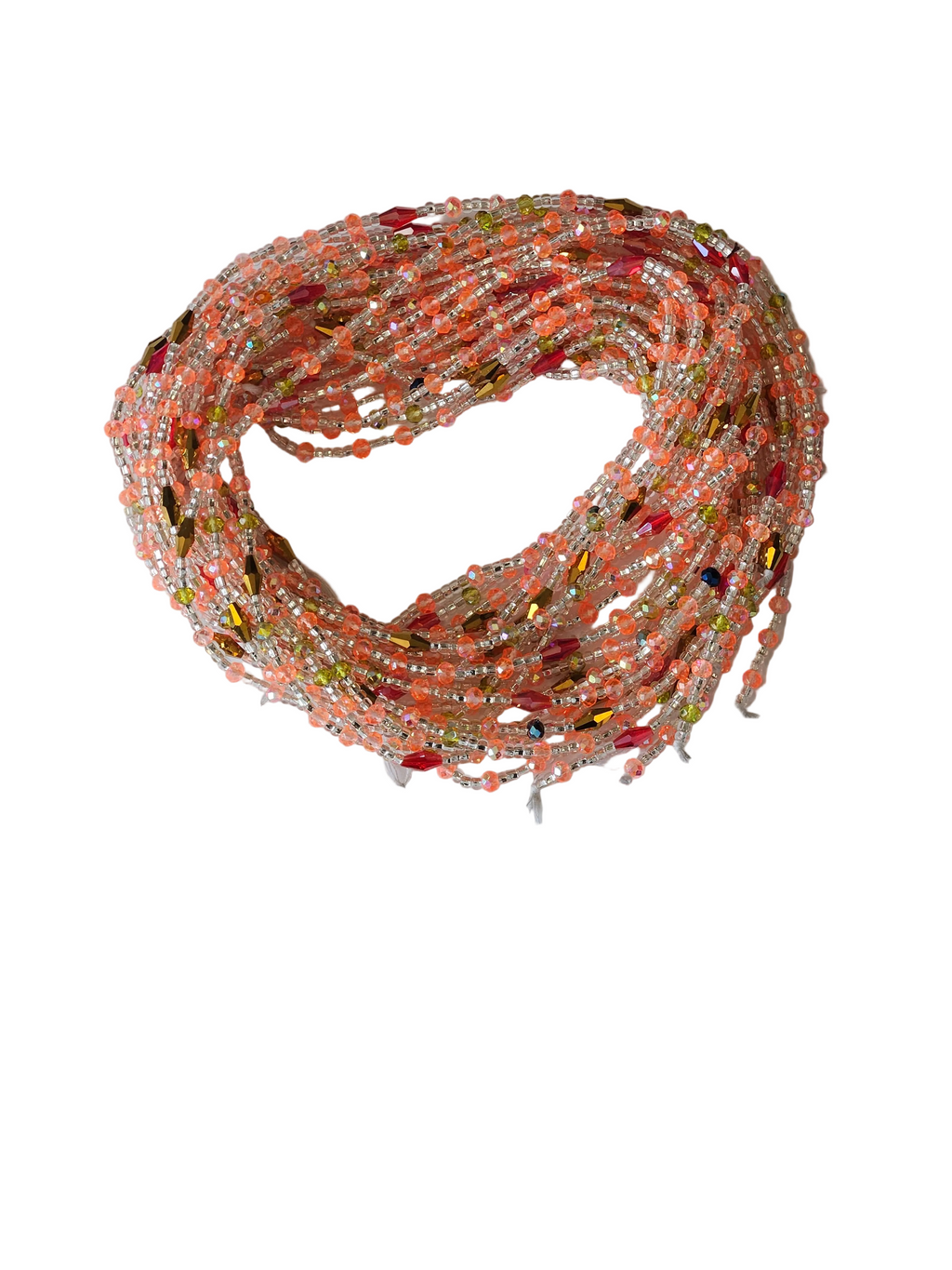 Traditional African Beaded Waist Beads - Tie-On Single Strand Made in Ghana, 2 Piece