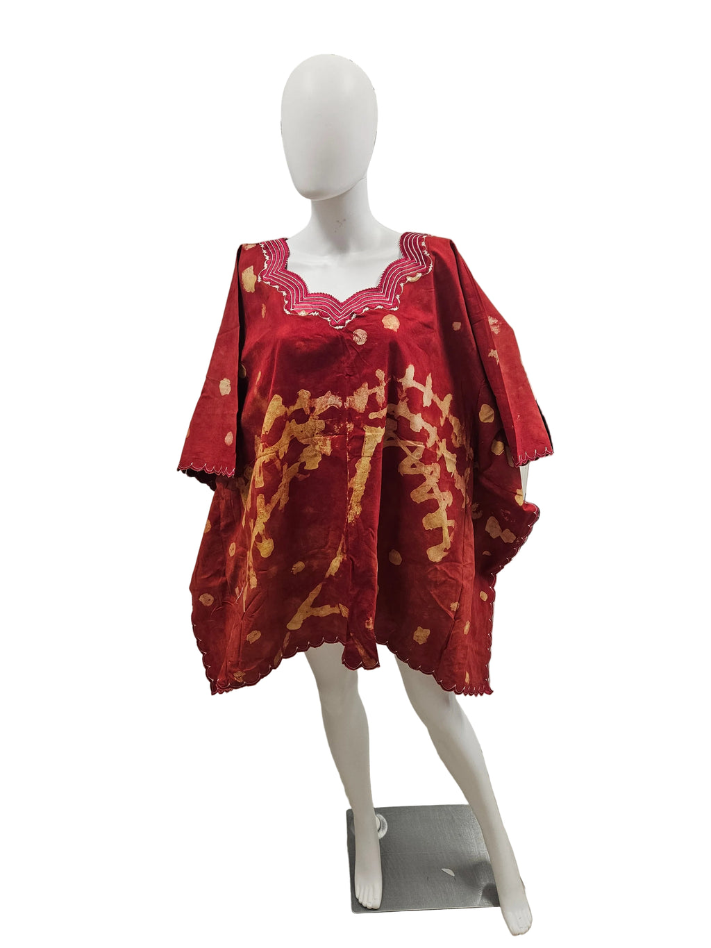 Handmade African Tie & Dye Fabric Shorts Boubou Dress From Ghana One Size Filt All Good Quality.