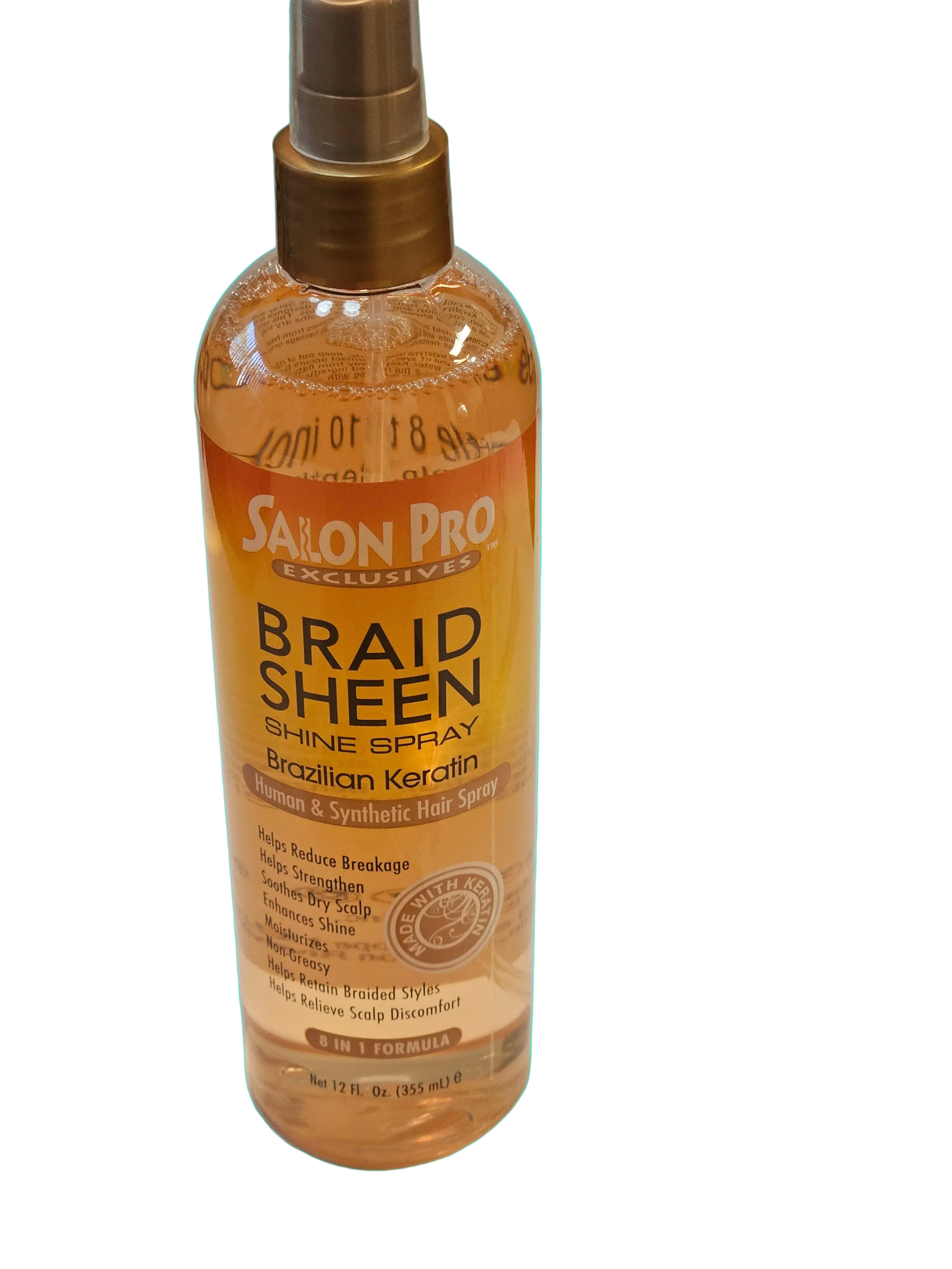 Salon Pro Braid Sheen Spray Brazilian Keratin Human &Synthetic Hair Spray