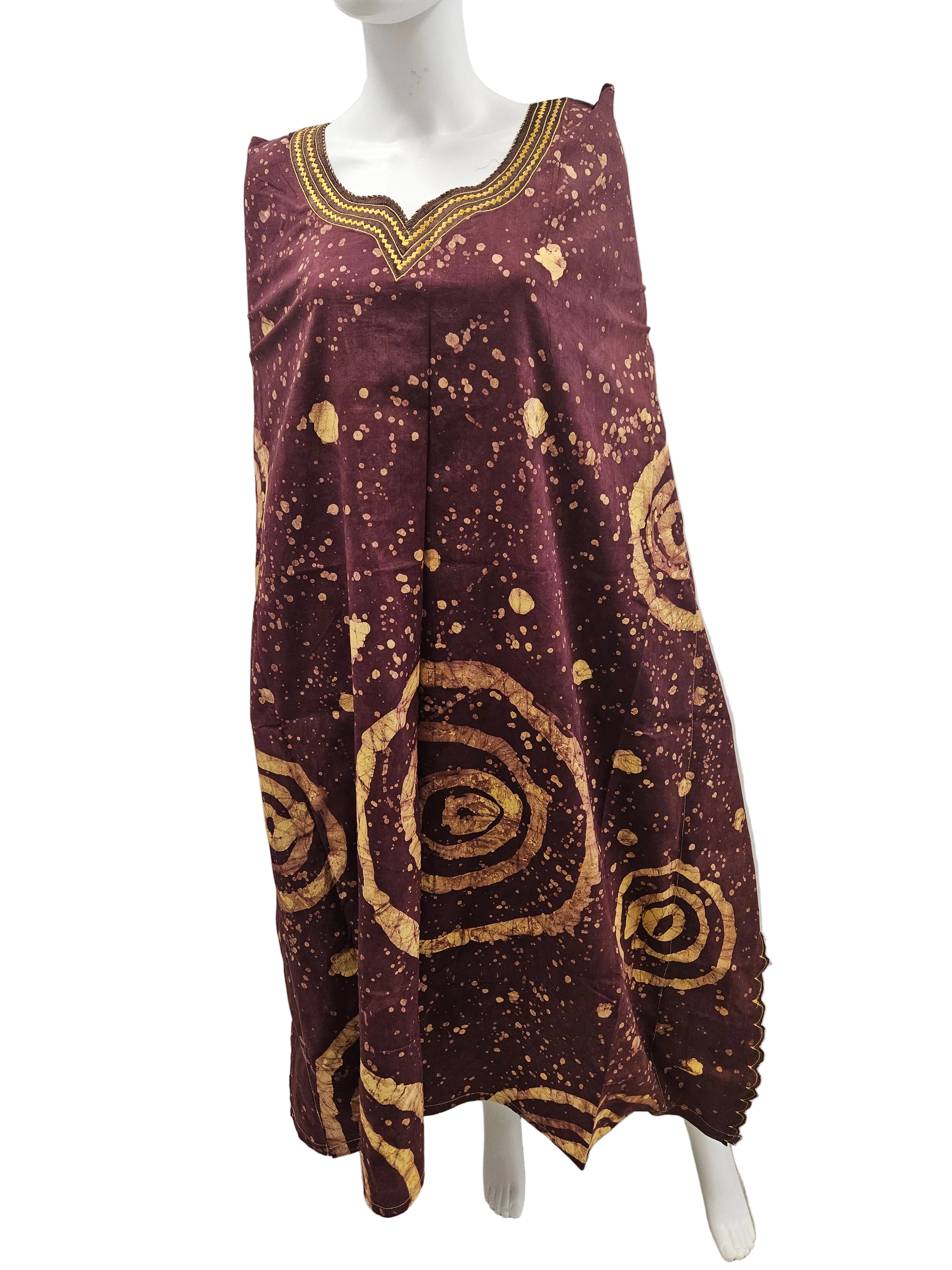 Handmade African Tie & Dye Fabric Boubou Dress From Ghana One Size Filt All Good Quality.