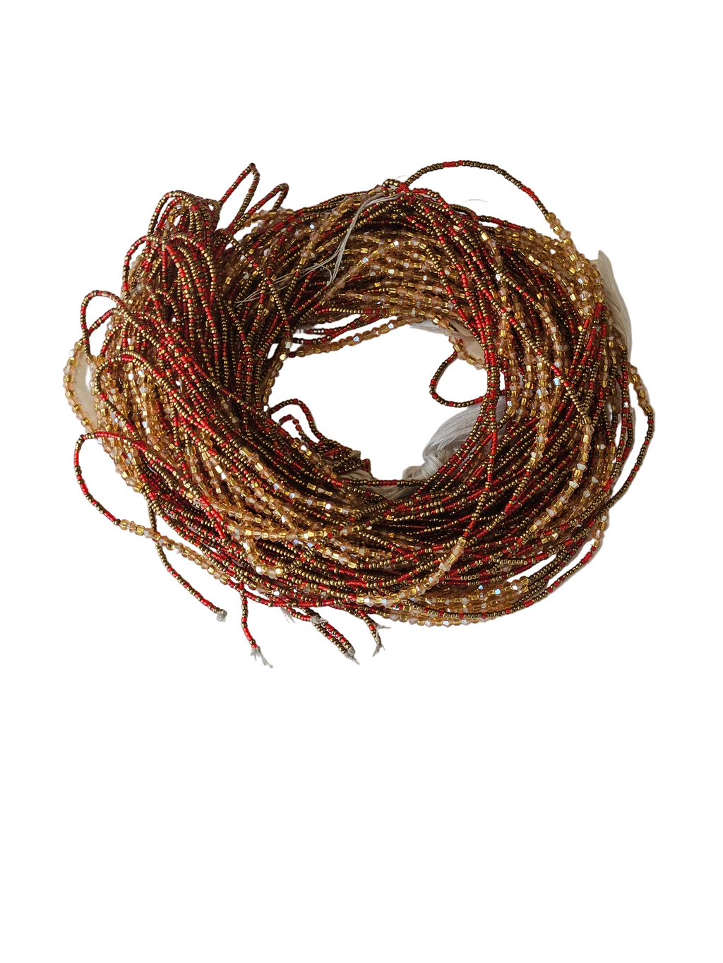 Traditional African Beaded Waist Beads - Tie-On Single Strand Made in Ghana, 2 Piece