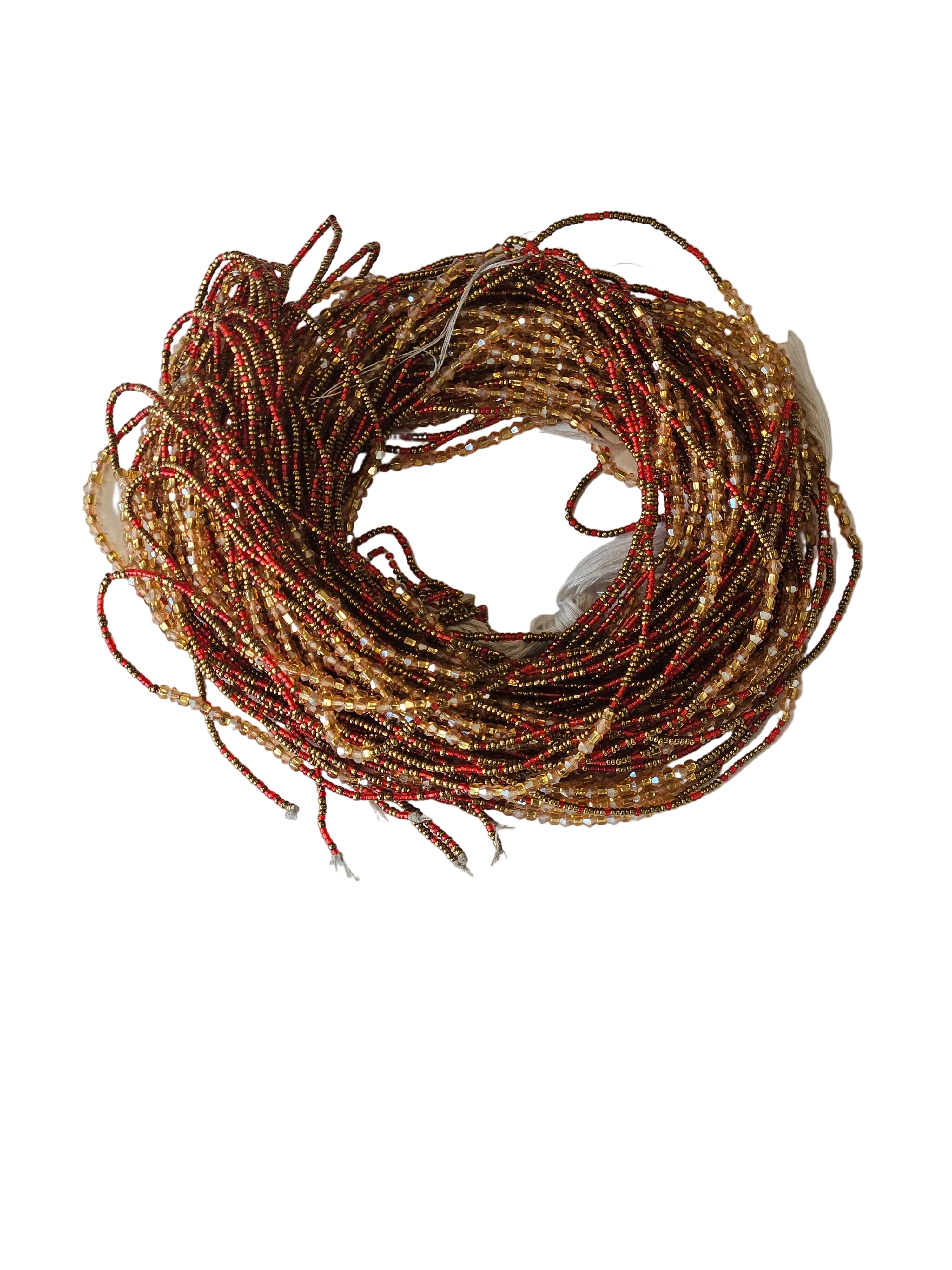 Traditional African Beaded Waist Beads - Tie-On Single Strand Made in Ghana, 2 Piece