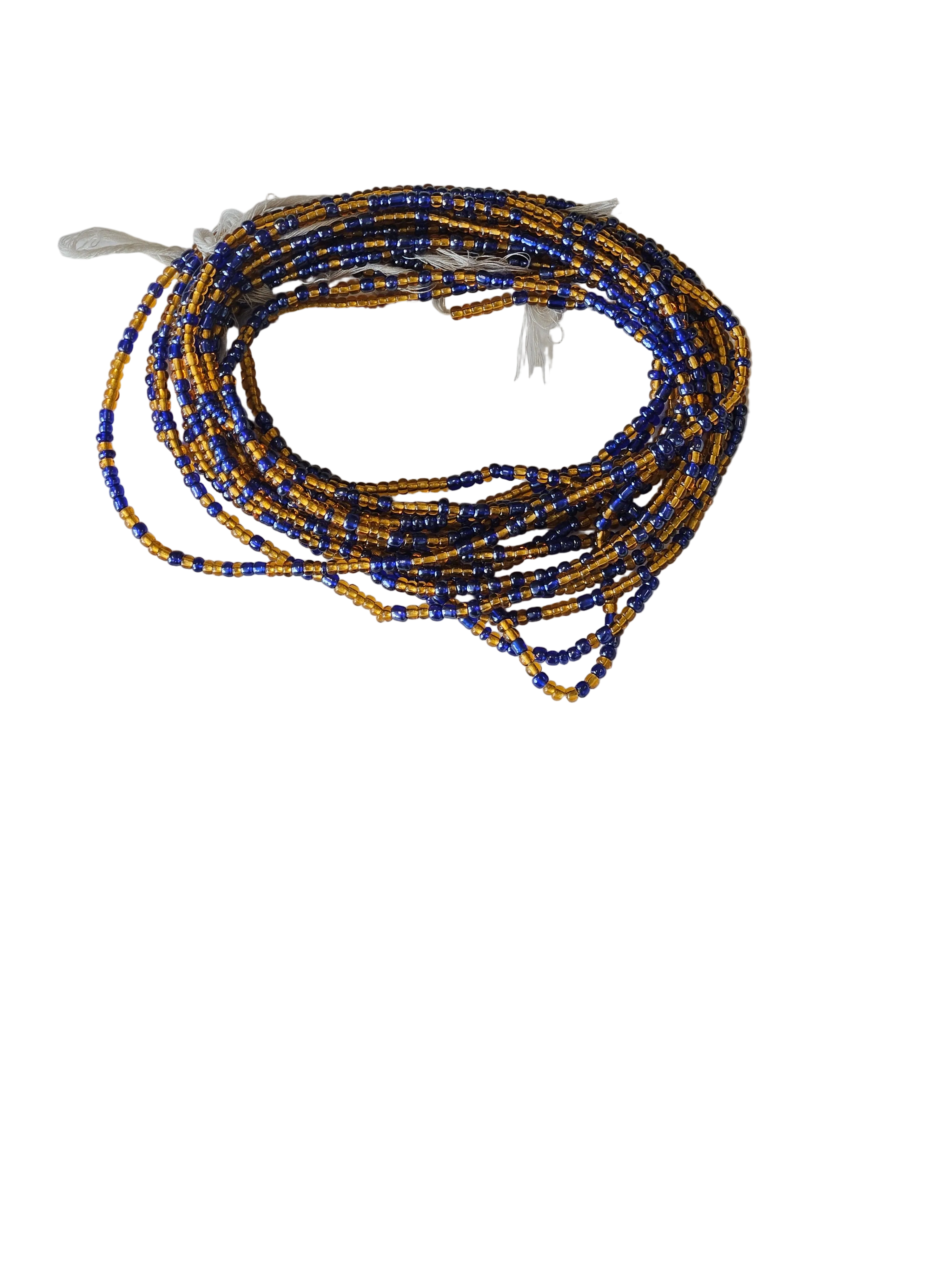 Traditional African Beaded Waist Beads - Tie-On Single Strand Made in Ghana, 2 Piece