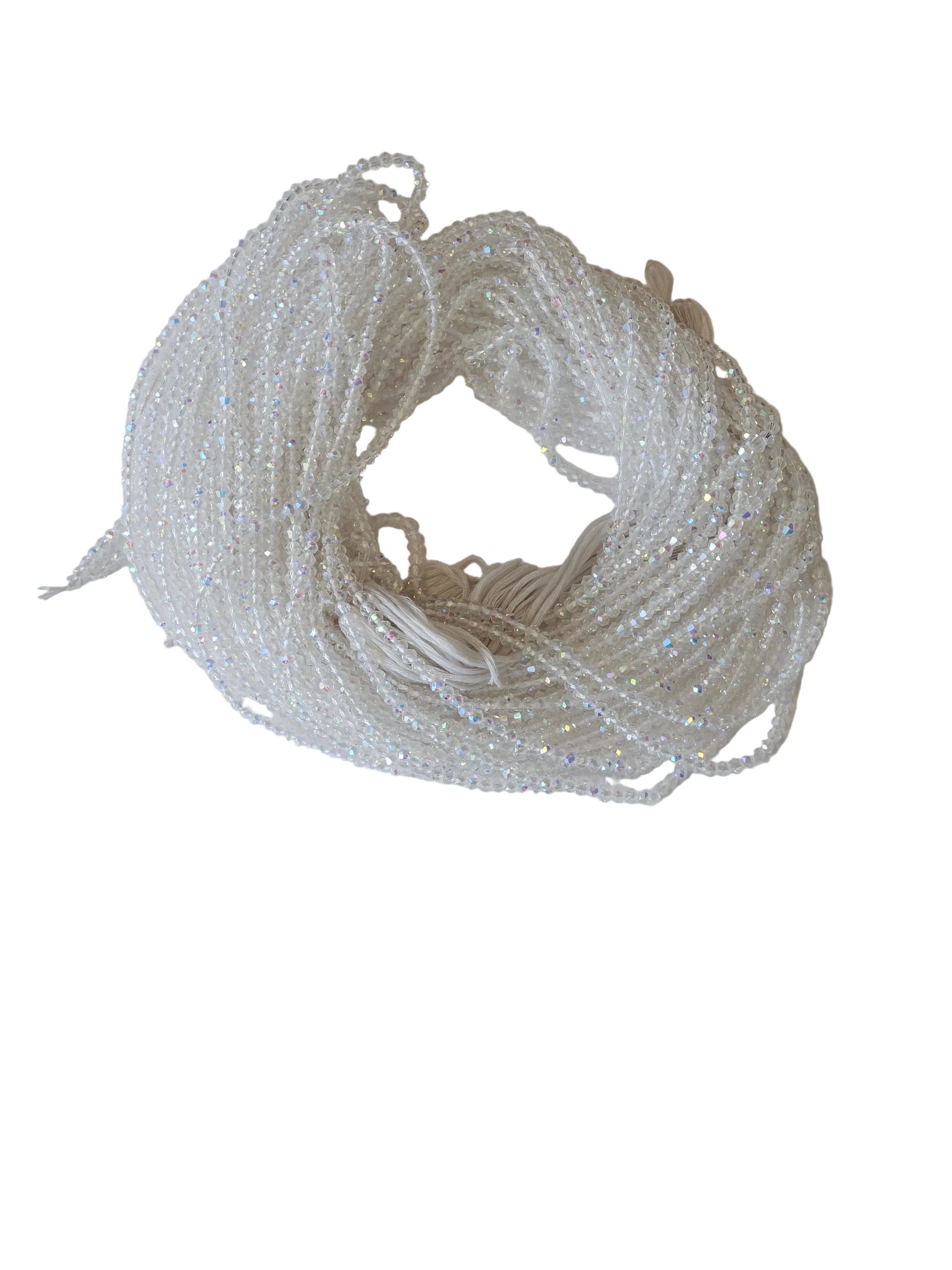 Traditional African Beaded Waist Beads - Tie-On Single Strand Made in Ghana, 2 Piece