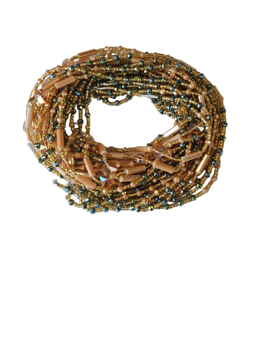 Traditional African Beaded Waist Beads - Tie-On Single Strand Made in Ghana, 2 Piece