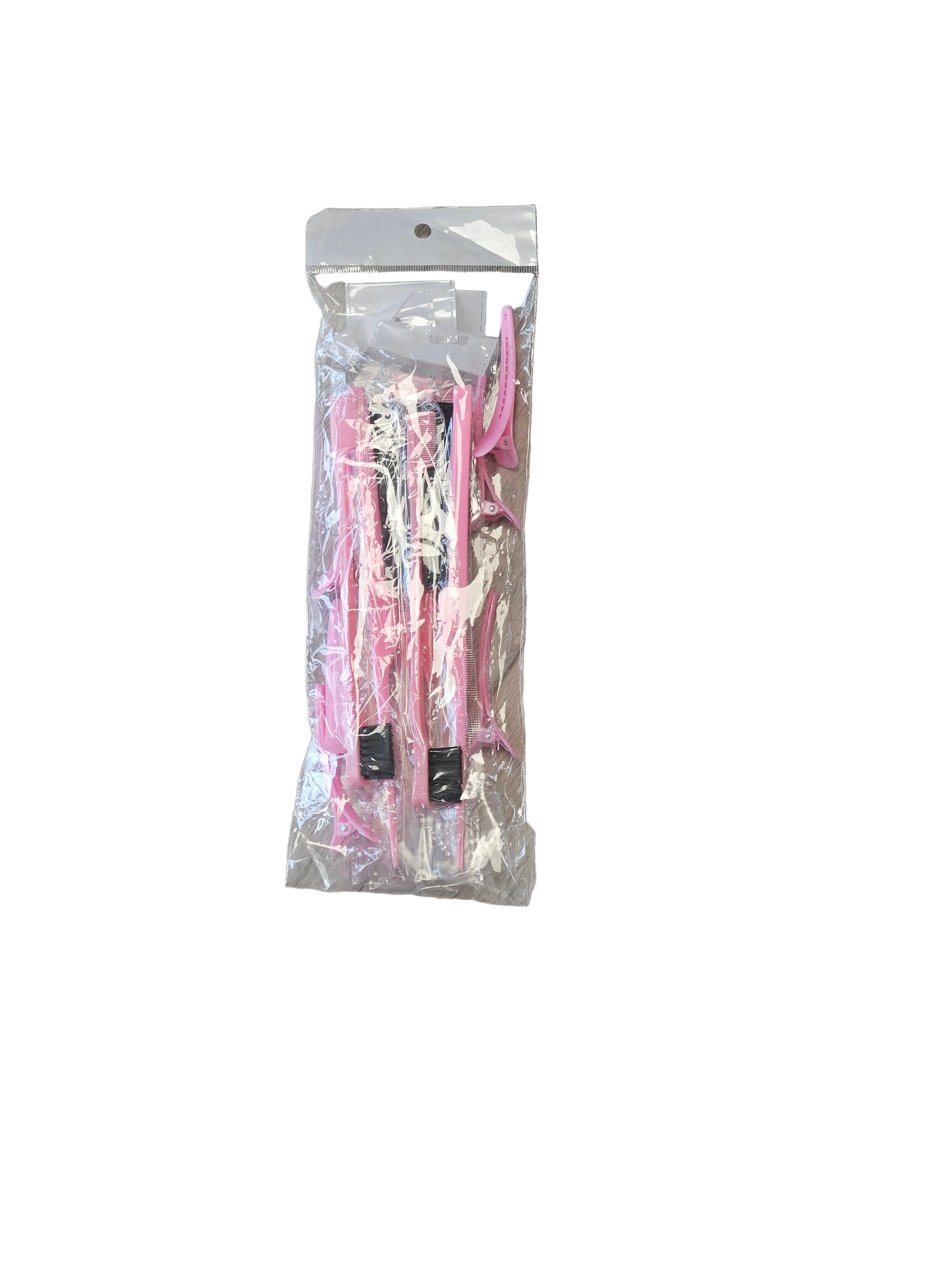 11 Piece Nylon Brushes set for Grooming-Salon Teasing Brush, Double, Sided Edge Brush, Smooth Comb,Rat Tail Combs With Duckbill Clips For Women and Girls (Pink Color.