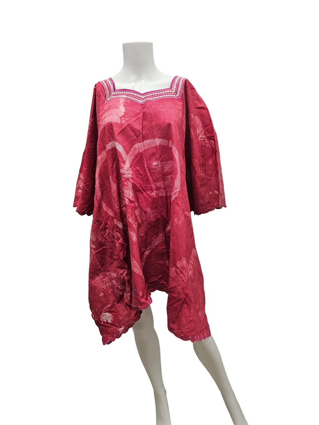 Handmade African Tie & Dye Fabric Shorts Boubou Dress From Ghana One Size Filt All Good Quality.