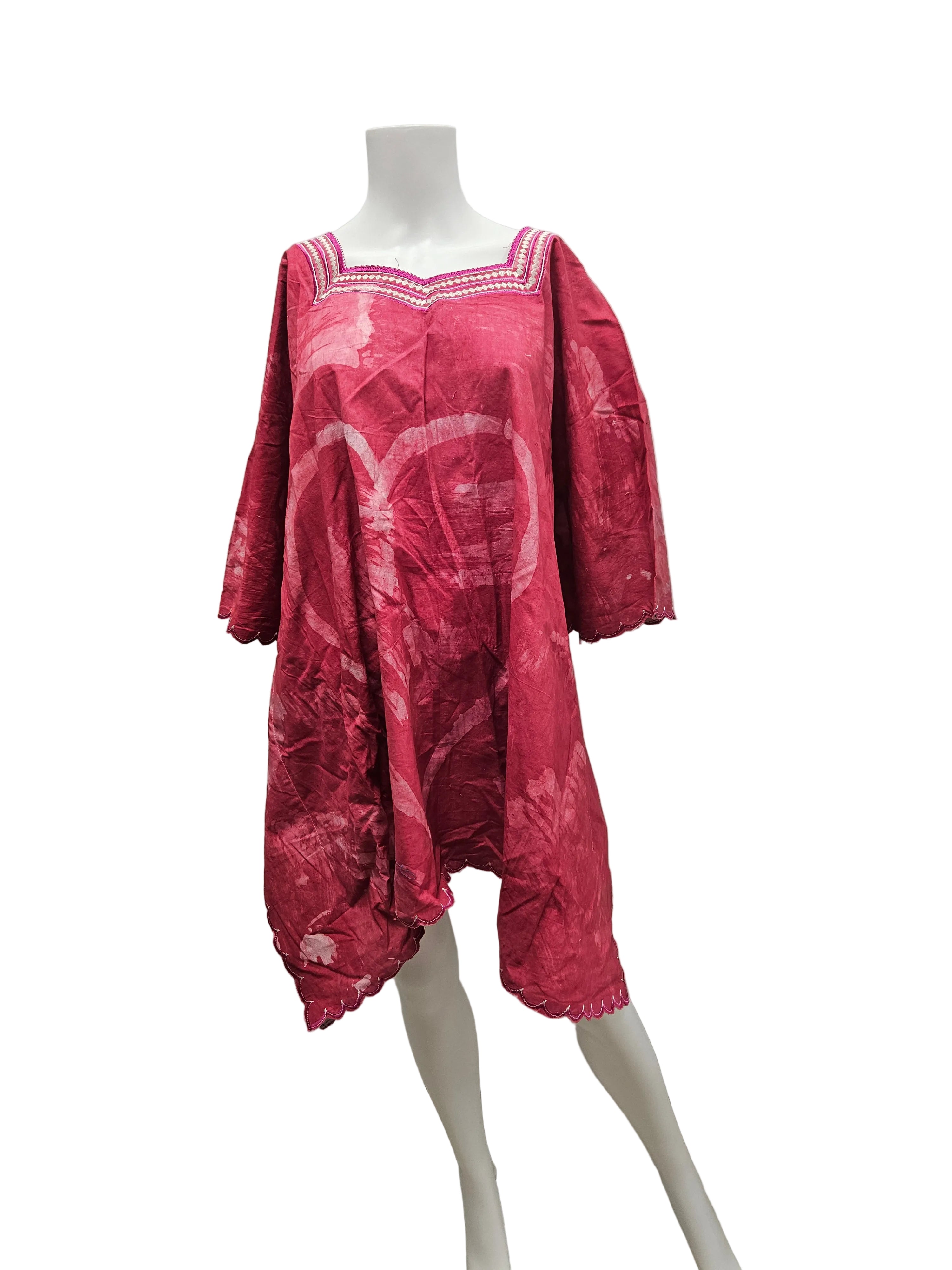 Handmade African Tie & Dye Fabric Shorts Boubou Dress From Ghana One Size Filt All Good Quality.