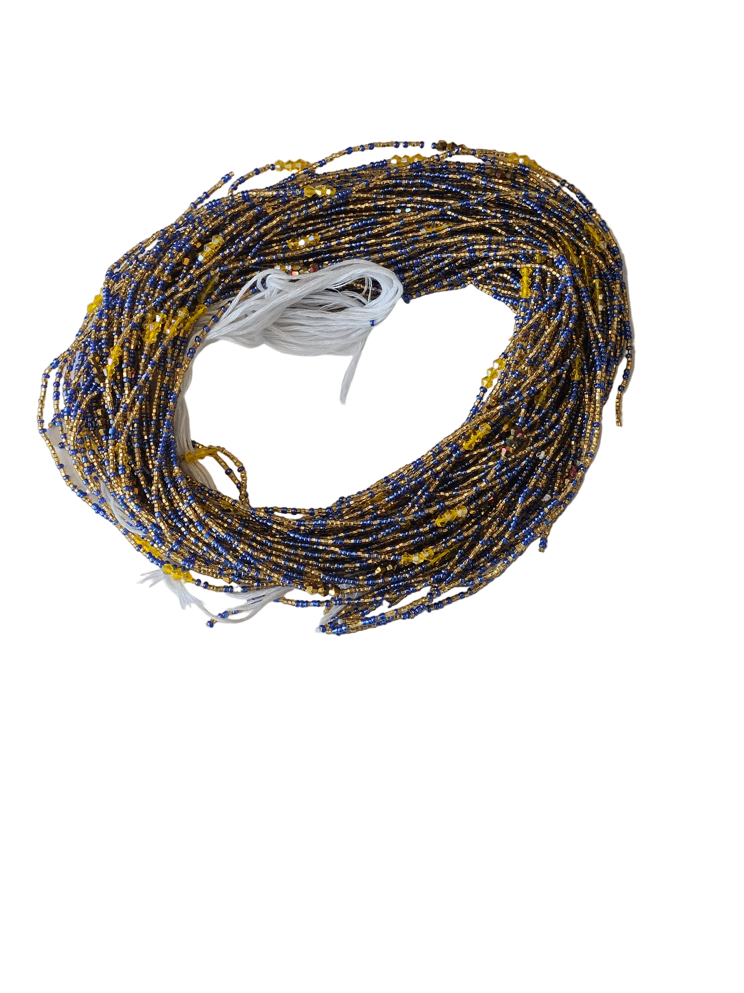 Traditional African Beaded Waist Beads - Tie-On Single Strand Made in Ghana, 2 Piece