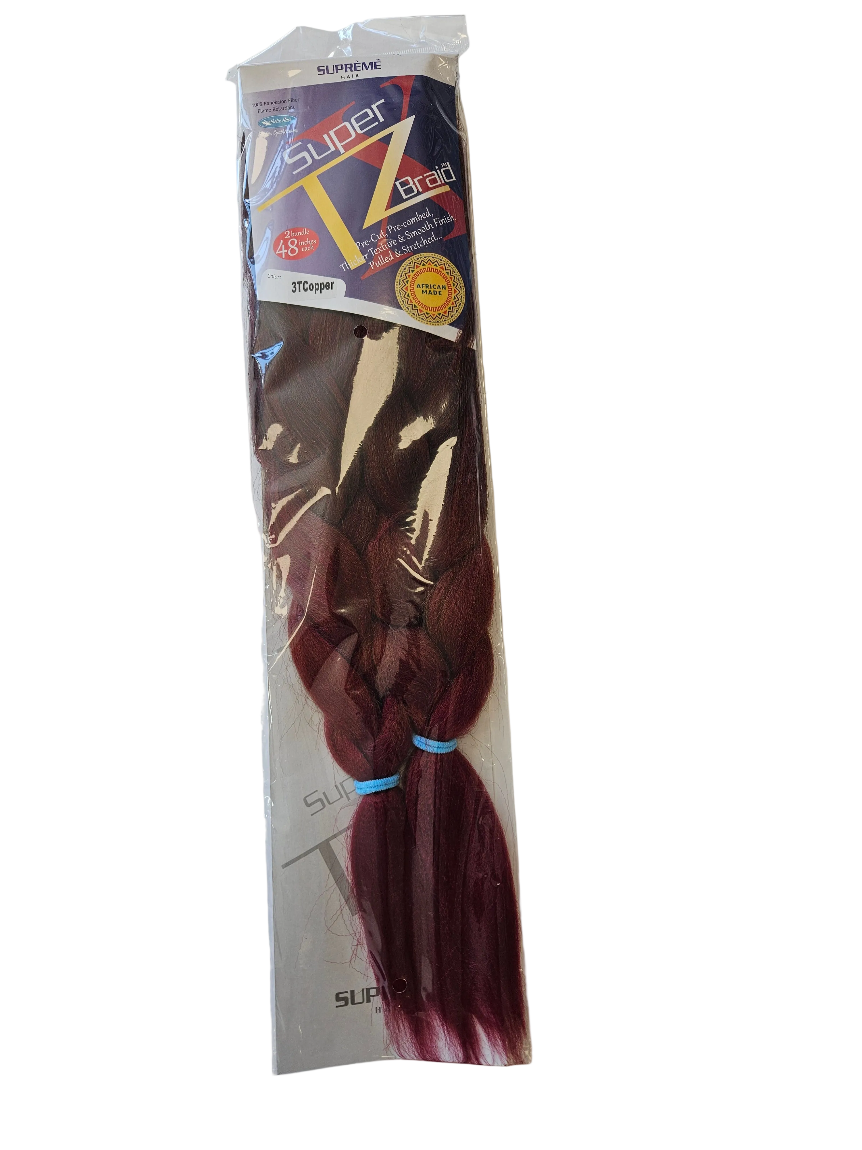 Supreme Hair Super X TZ Braid - 2 Bundles (48")Color: TCopper