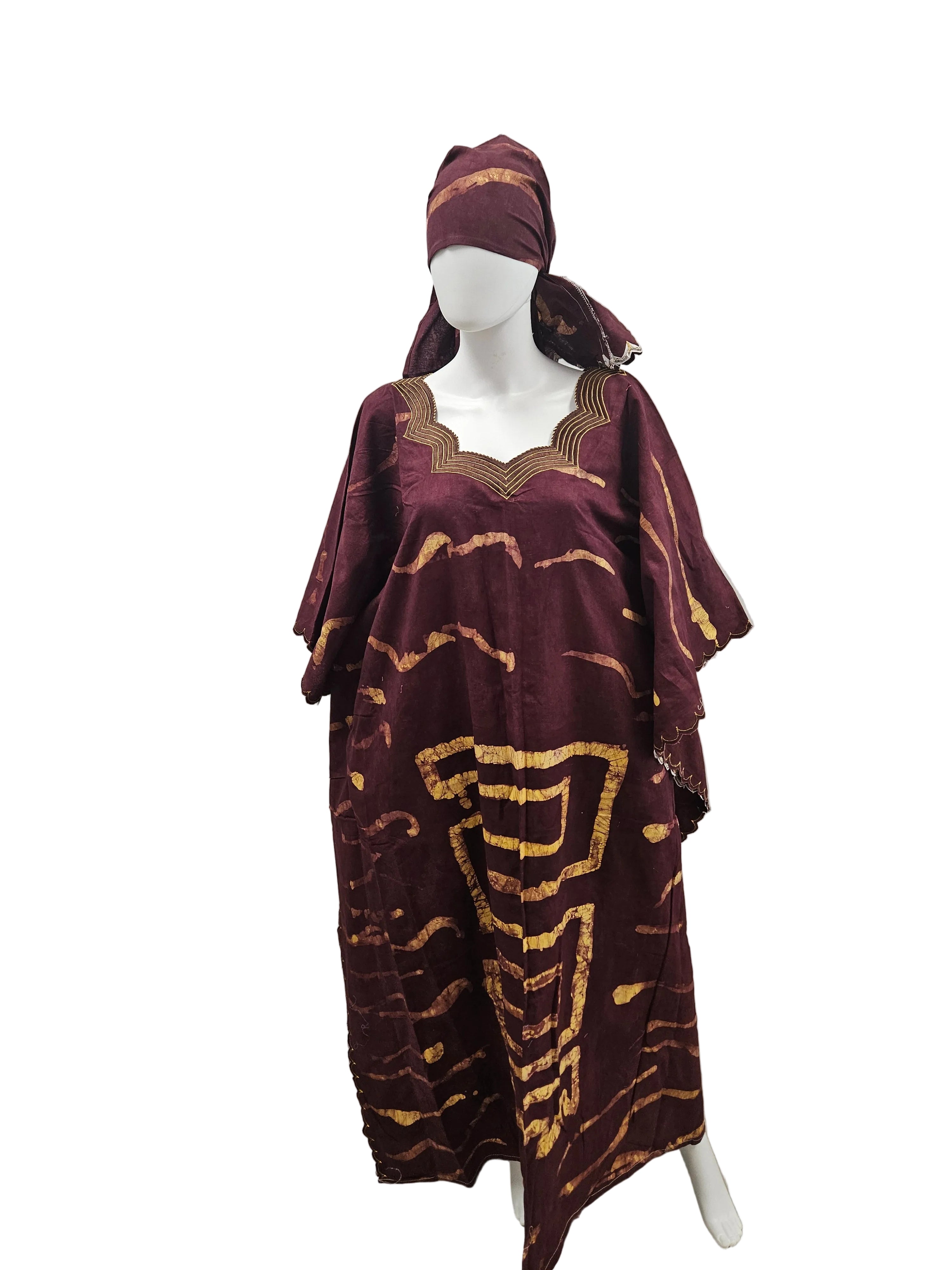 Handmade African Tie & Dye Fabric Boubou Dress From Ghana One Size Filt All Good Quality.