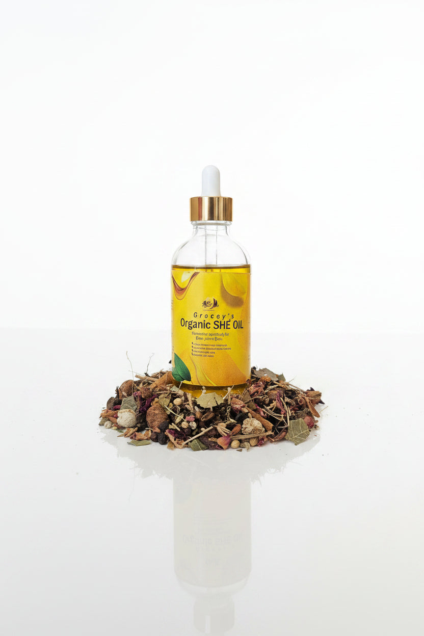 Gracey's Organic She Oil Formulated Specifically for Scalp, Hair &Edge, Handmade, For Women & Man, 4oz "Bottle.