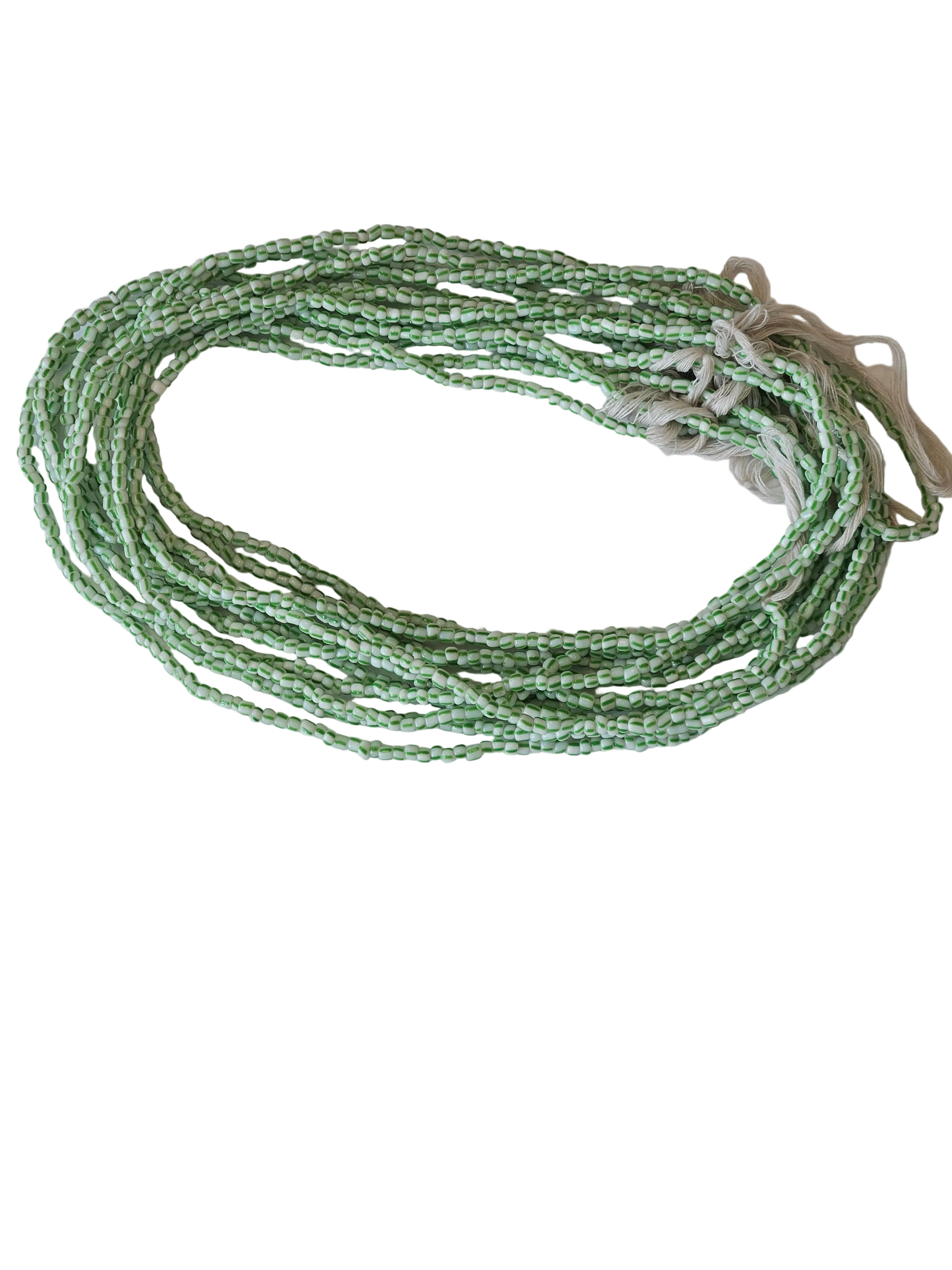 Traditional African Beaded Waist Beads - Tie-On Single Strand Made in Ghana, 2 Piece