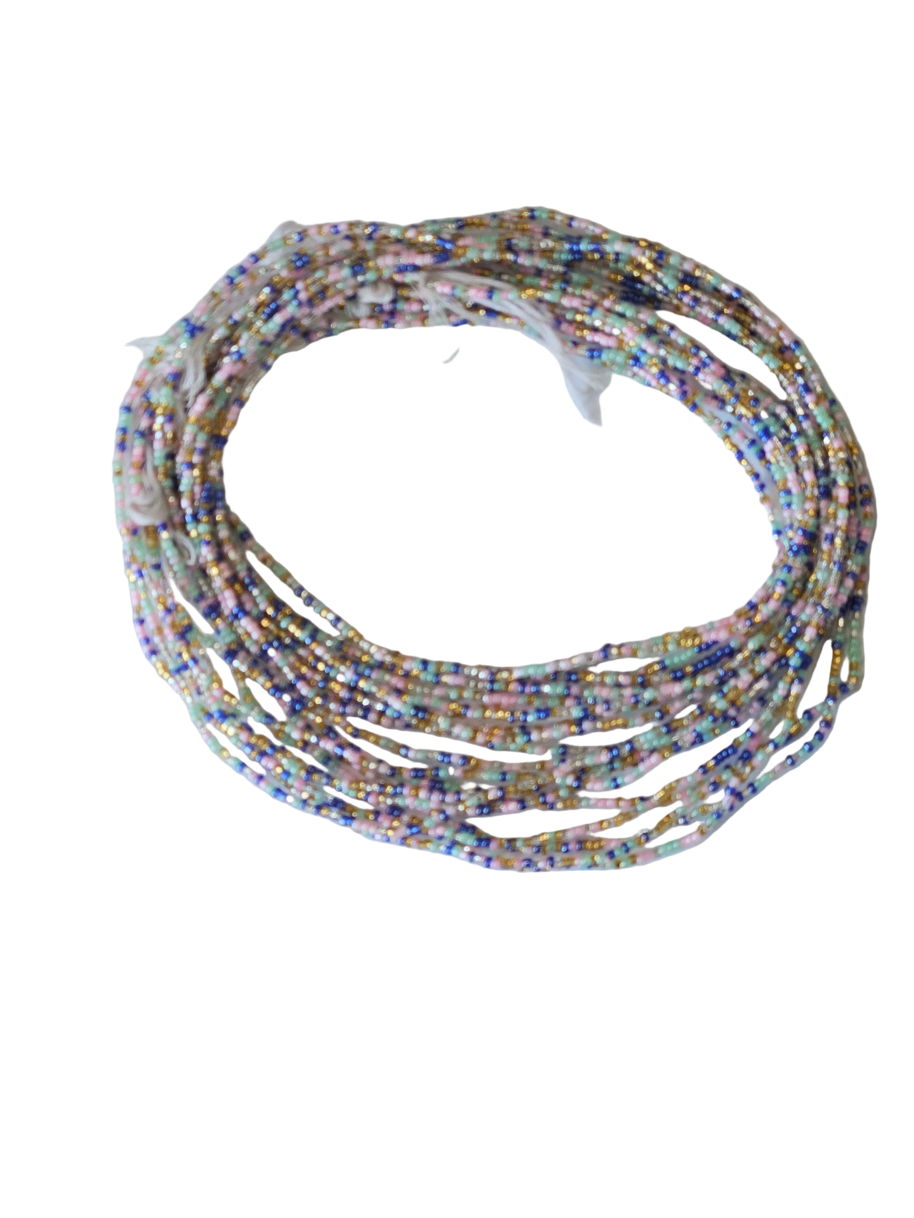 Traditional African Beaded Waist Beads - Tie-On Single Strand Made in Ghana, 2 Piece