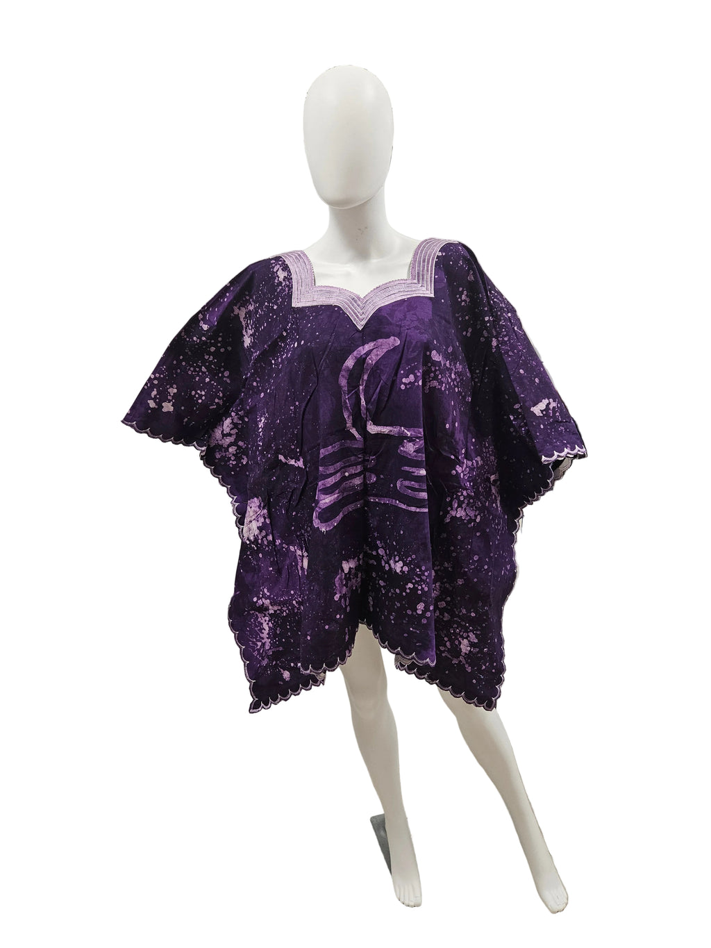 Handmade African Tie & Dye Fabric Shorts Boubou Dress From Ghana One Size Filt All Good Quality.