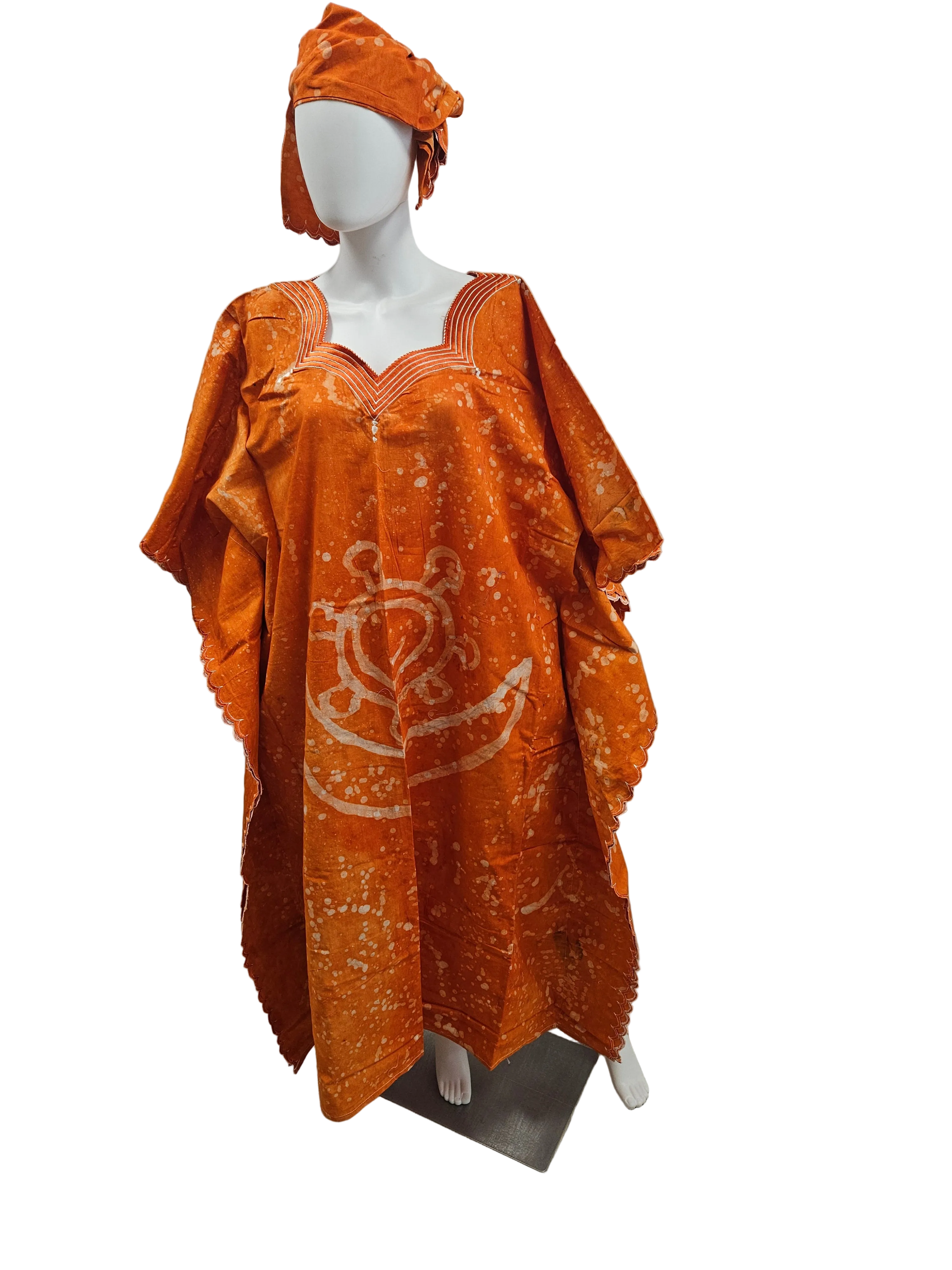 Handmade African Tie & Dye Fabric Boubou Dress From Ghana One Size Filt All Good Quality.
