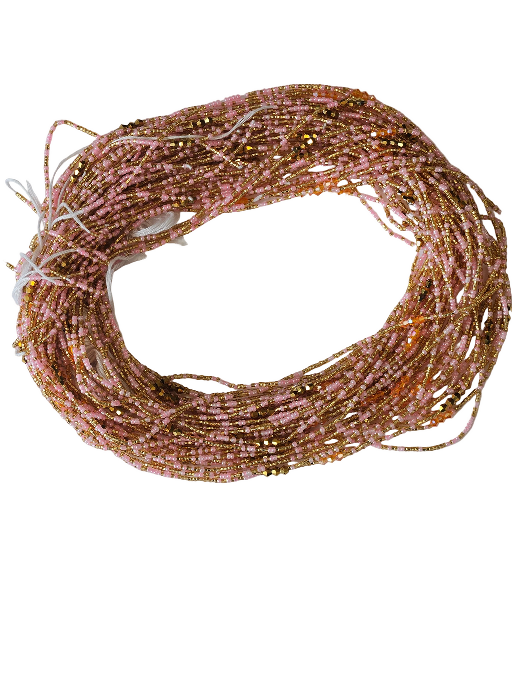Traditional African Beaded Waist Beads - Tie-On Single Strand Made in Ghana, 2 Piece
