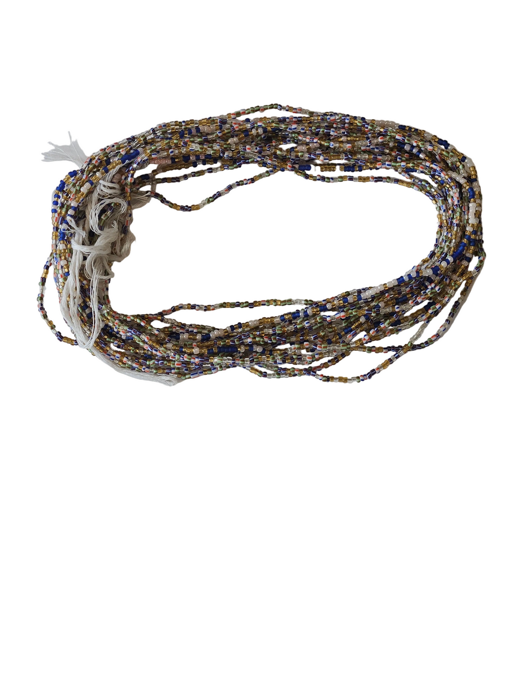 Traditional African Beaded Waist Beads - Tie-On Single Strand Made in Ghana, 2 Piece