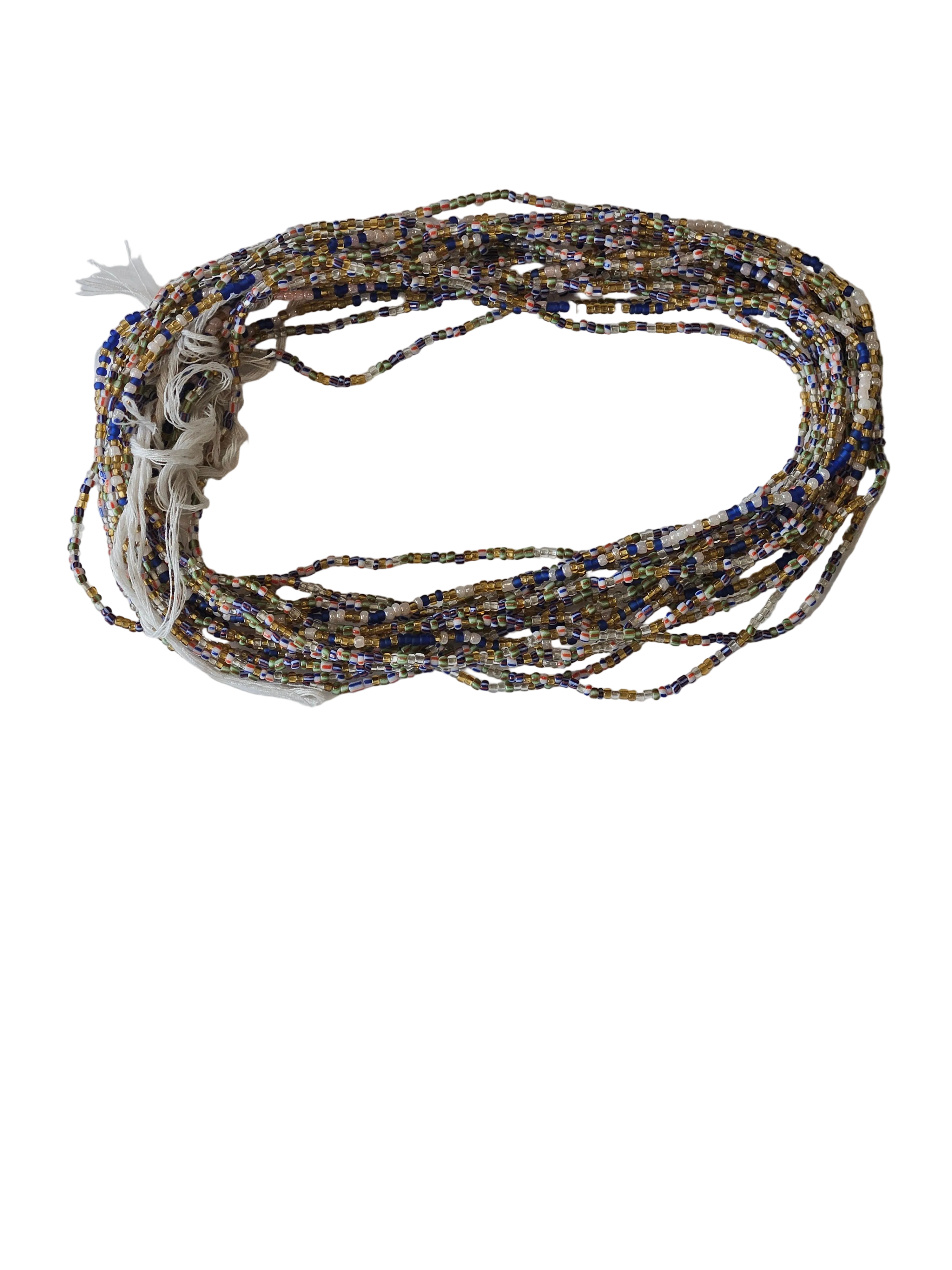 Traditional African Beaded Waist Beads - Tie-On Single Strand Made in Ghana, 2 Piece