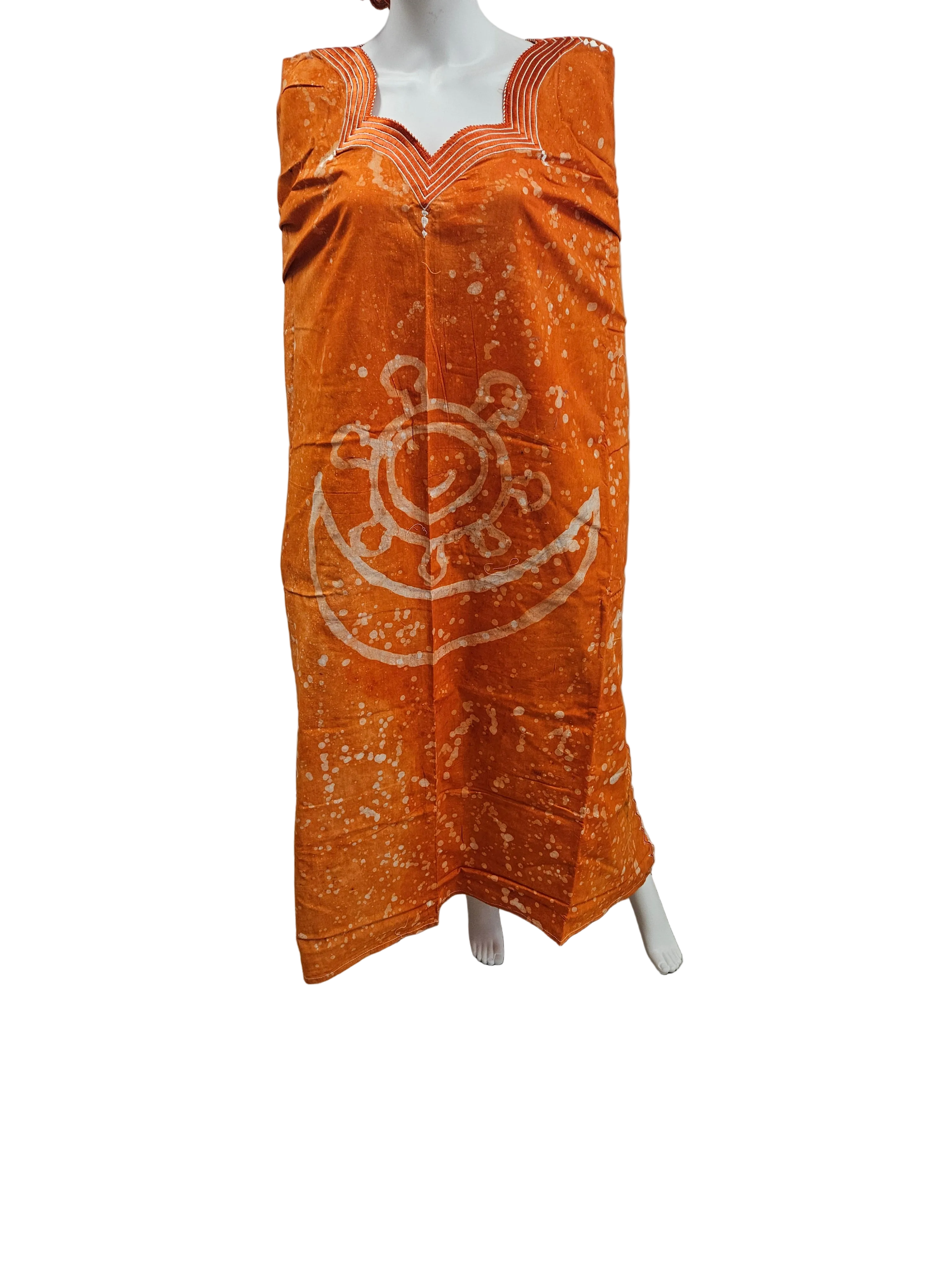 Handmade African Tie & Dye Fabric Boubou Dress From Ghana One Size Filt All Good Quality.
