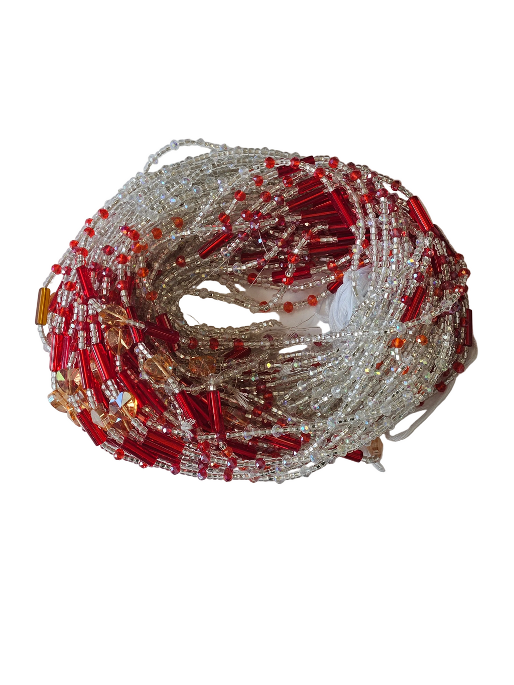 Traditional African Beaded Waist Beads - Tie-On Single Strand Made in Ghana, 2 Piece