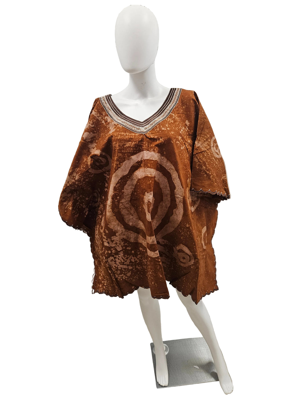 Handmade African Tie & Dye Fabric Shorts Boubou Dress From Ghana One Size Filt All Good Quality.