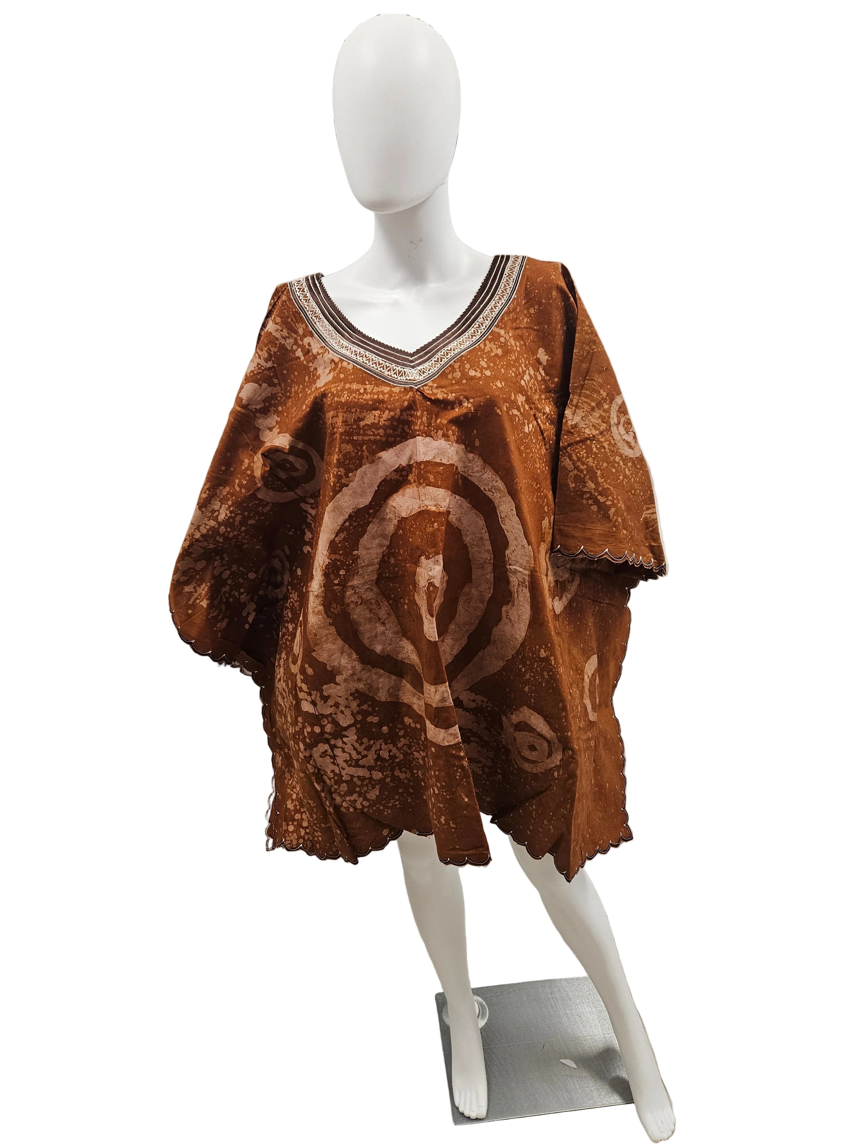 Handmade African Tie & Dye Fabric Shorts Boubou Dress From Ghana One Size Filt All Good Quality.